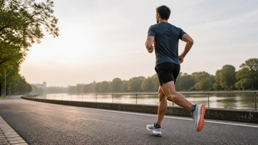 Läufer mit Altra-Laufschuhen auf einer Stadtstrecke