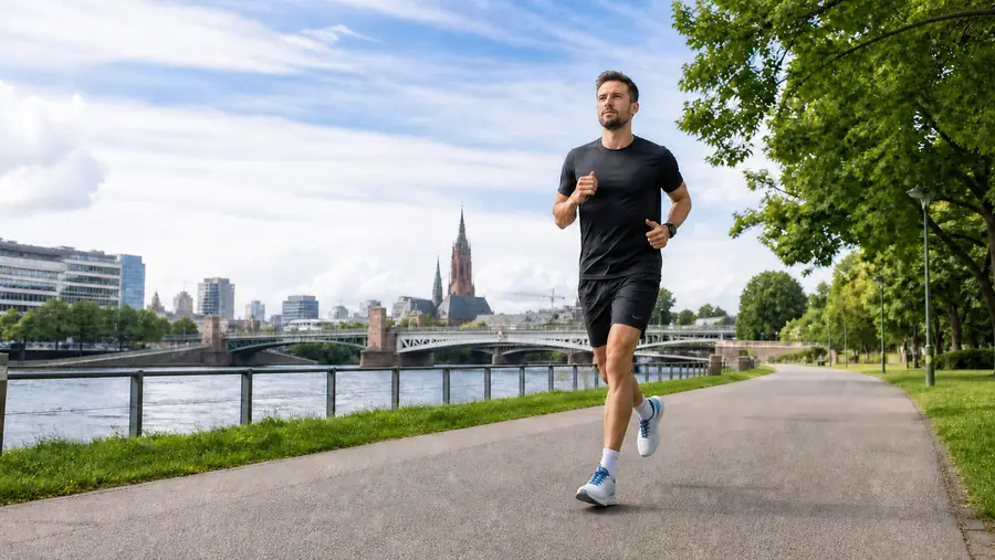 Läufer mit Salomon-Laufschuhen auf einer Stadtstrecke