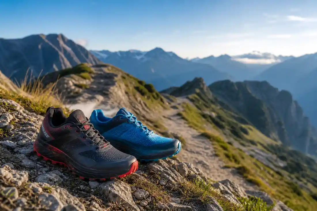 Trailrunning-Schuhe für Wettkämpfe auf alpinem Bergpfad